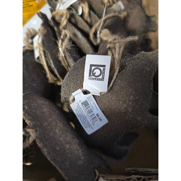 set of 5 Bear-Shaped Sandstone textured Ornament Twine Hanger holiday Christmas - Picture 4 of 4